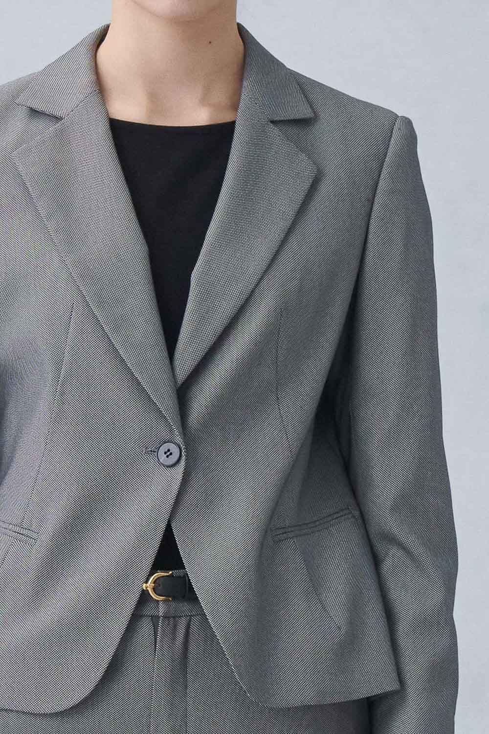 SST&C Gray Short Square Collar Suit Jacket | 7162211005  (Outlet)_5