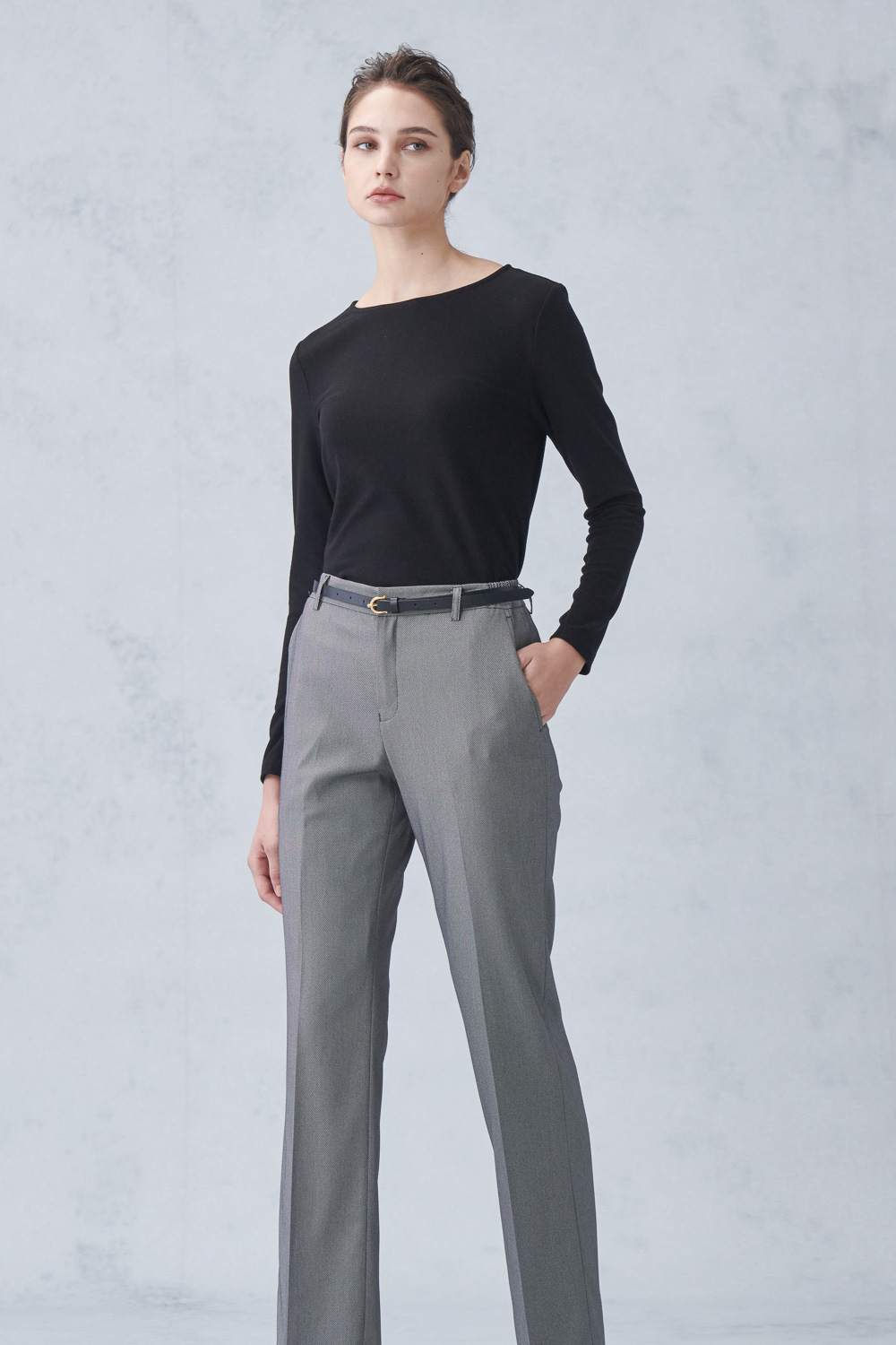 SST&C Gray Comfortable Straight Suit Trousers | 7262211005  (Outlet)_1