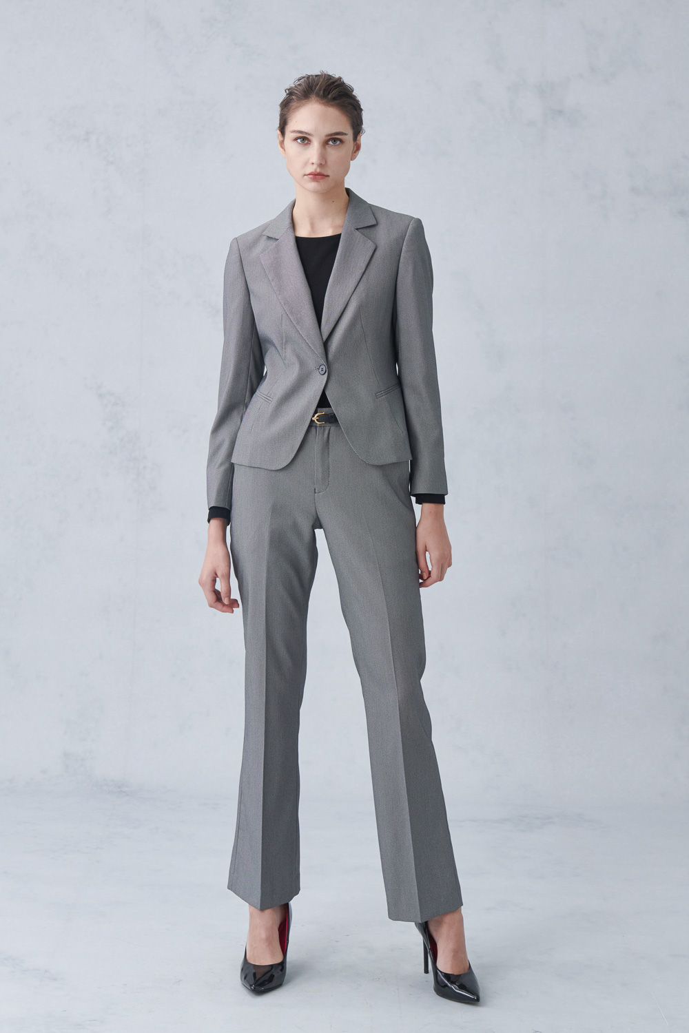 SST&C Gray Comfortable Straight Suit Trousers | 7262211005  (Outlet)_4