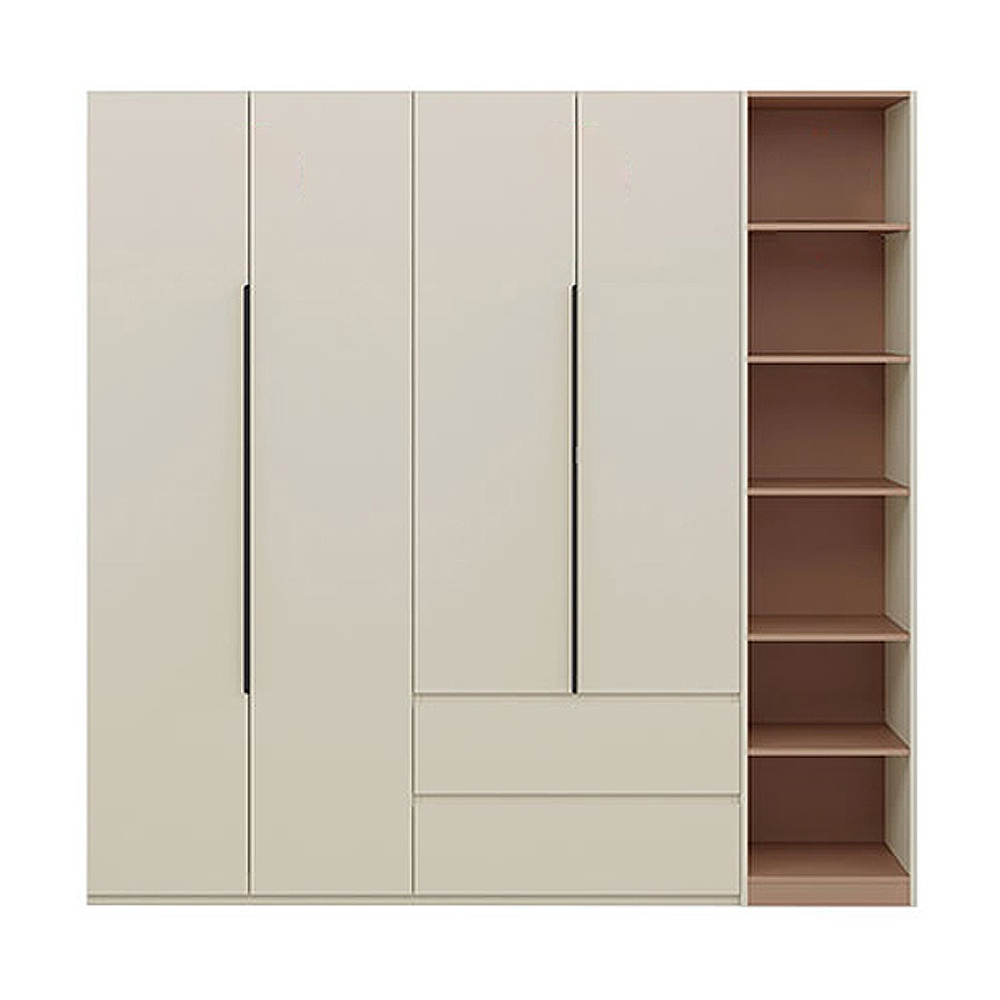 【預購】林氏木業魔方系列2.03M四門雙抽衣櫃儲物櫃組合 OI2D-灰粉色