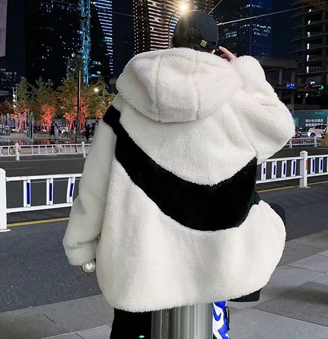 韓國寬鬆復古加厚毛毛外套 毛茸茸泰迪熊毛雙色夾克_0
