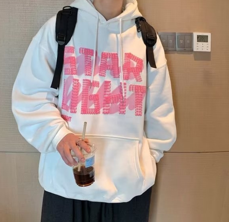 日系星光STAR LIGHT落肩連帽大學TEE 刷絨衛衣_0