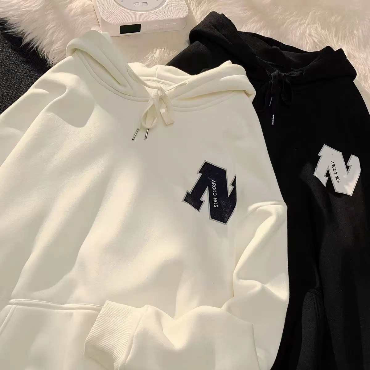 ARGOO NOS 字母N連帽T│加絨衛衣 刷毛連帽大學TEE_0