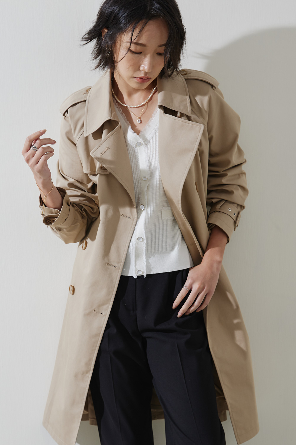 SST&C Light Khaki Lapel Trench Coat | 8162210010  (Outlet)_0