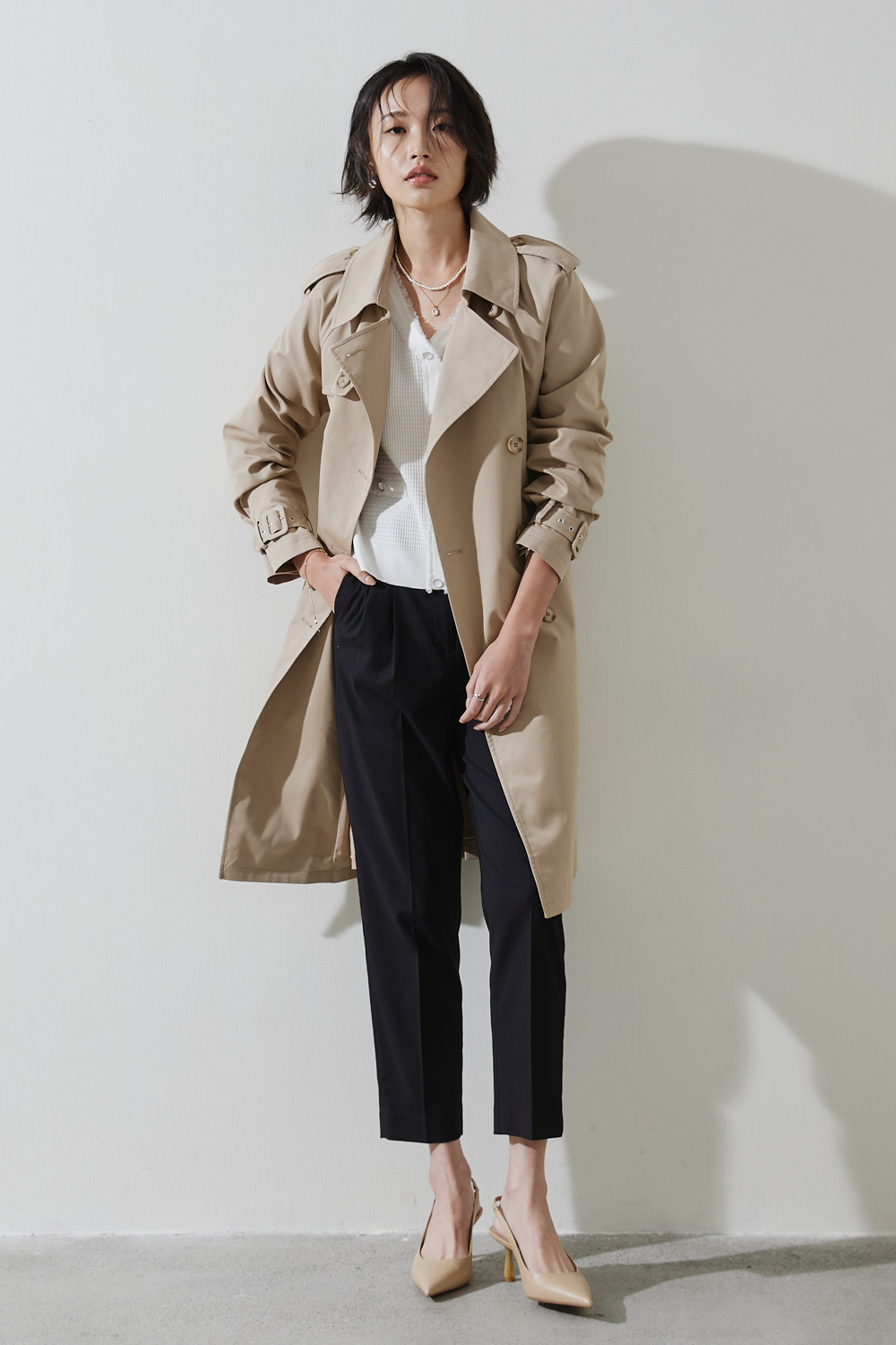 SST&C Light Khaki Lapel Trench Coat | 8162210010  (Outlet)_1