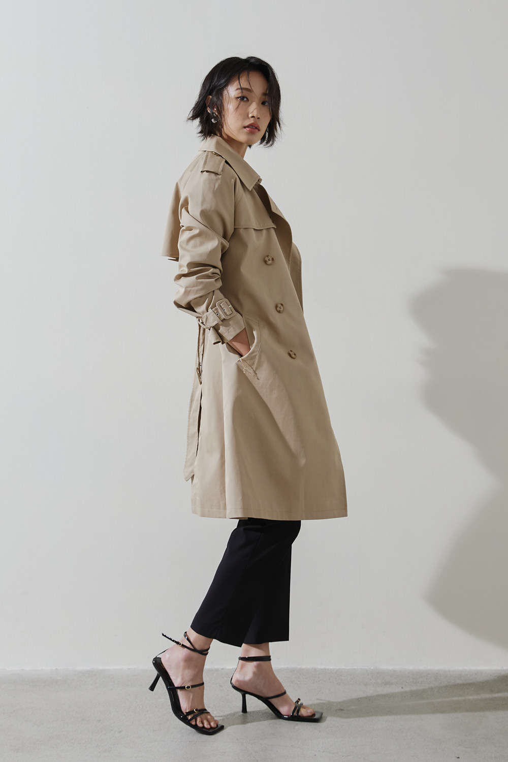 SST&C Light Khaki Lapel Trench Coat | 8162210010  (Outlet)_2