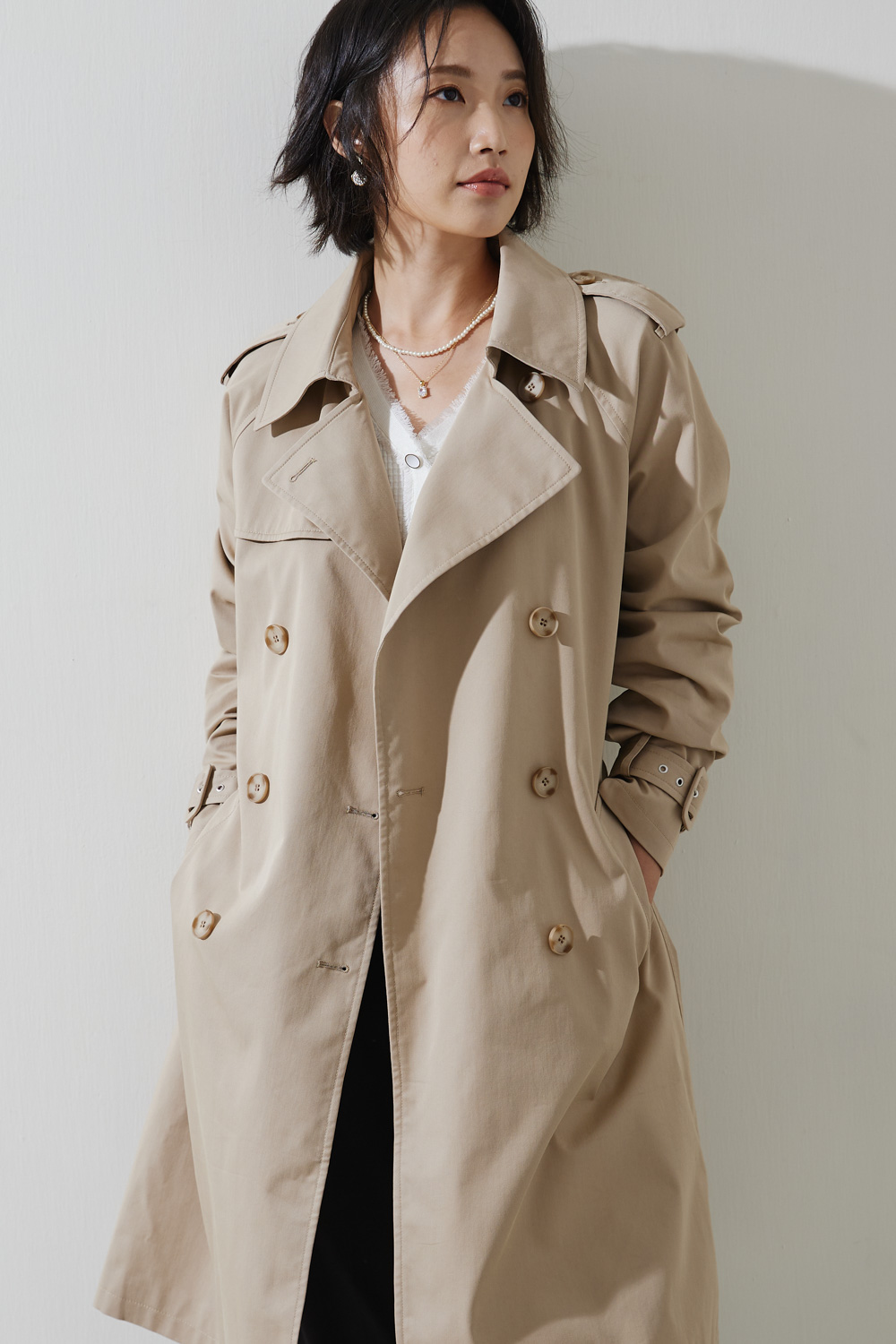 SST&C Light Khaki Lapel Trench Coat | 8162210010  (Outlet)_4