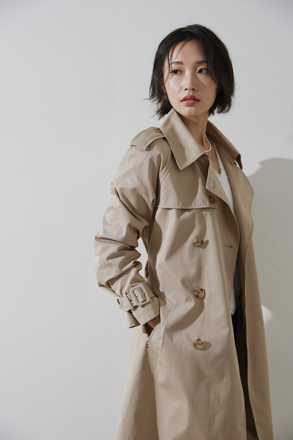 SST&C Light Khaki Lapel Trench Coat | 8162210010  (Outlet)_5