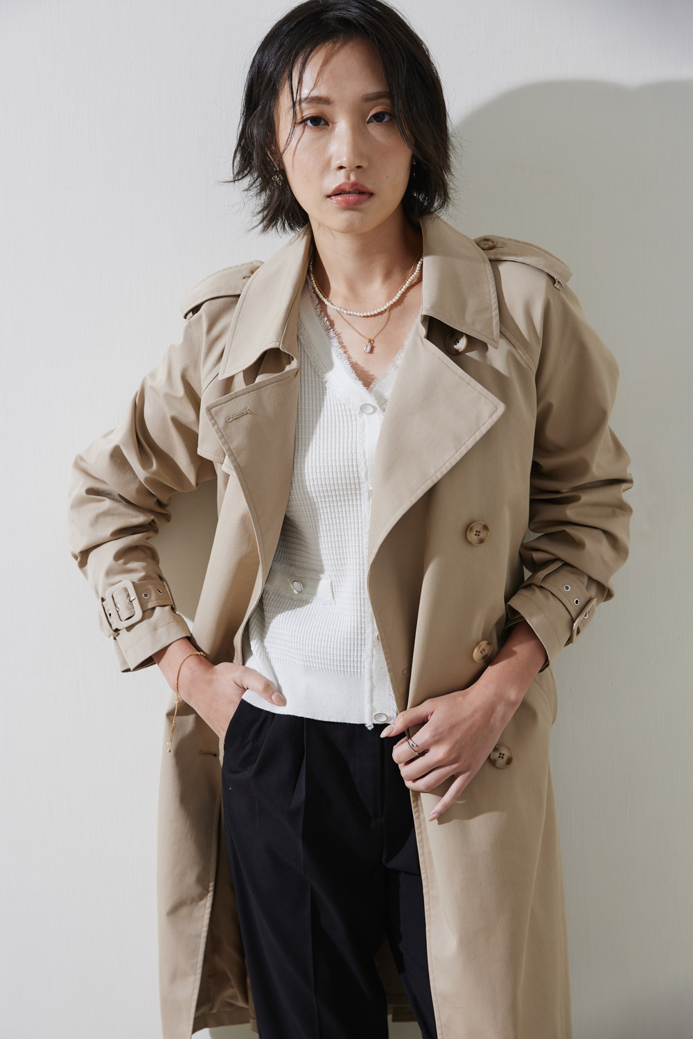 SST&C Light Khaki Lapel Trench Coat | 8162210010  (Outlet)_7