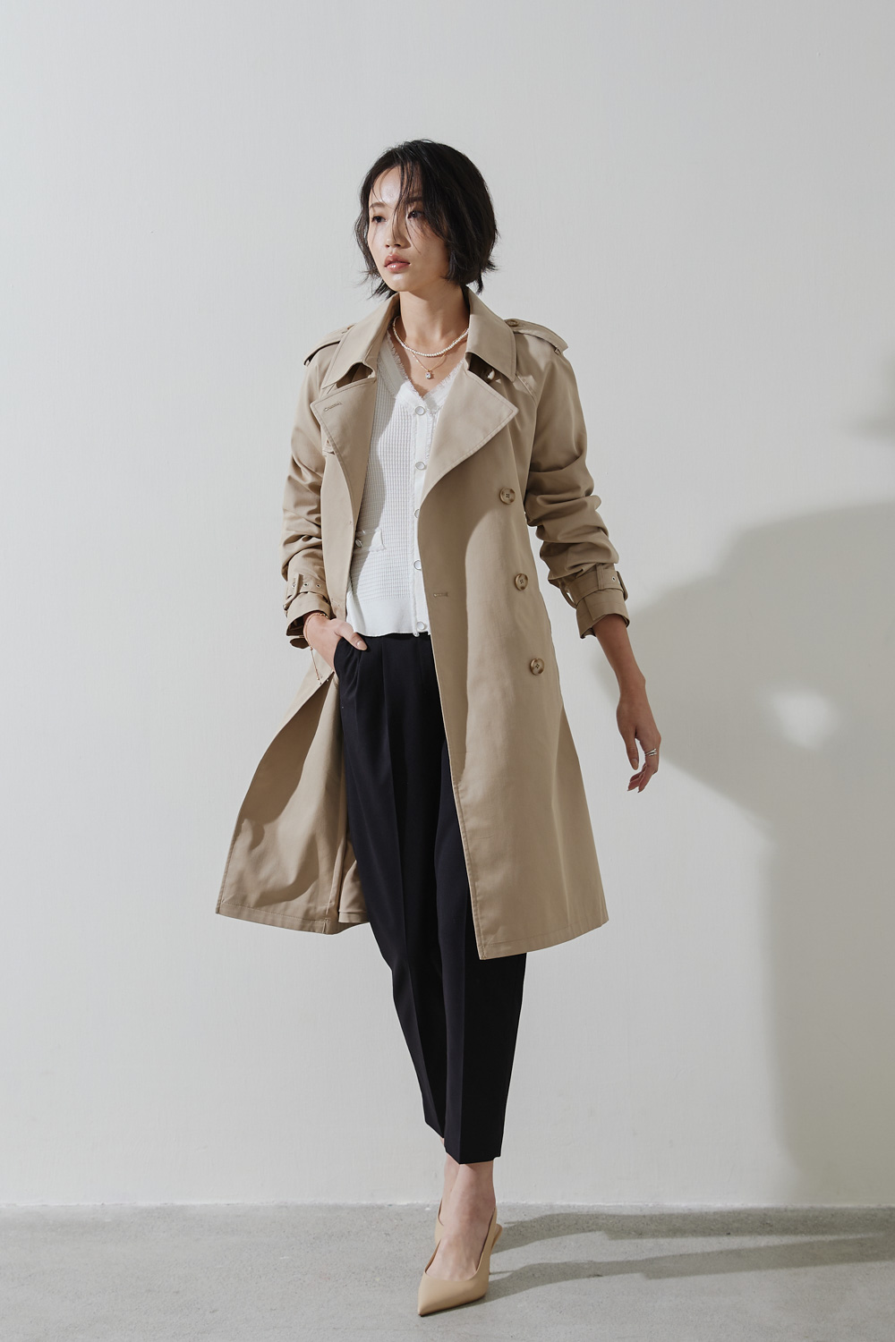 SST&C Light Khaki Lapel Trench Coat | 8162210010  (Outlet)_8