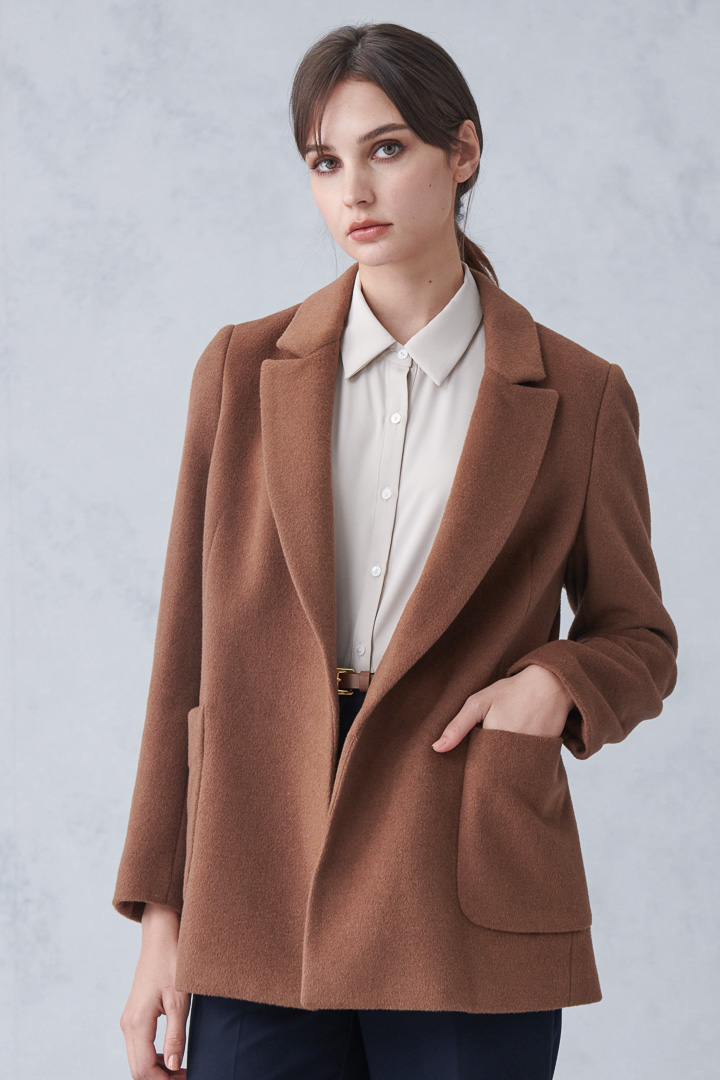 SST&C #Online Exclusive  Camel Strappy Short Coat | 8162210009  (Outlet)_0