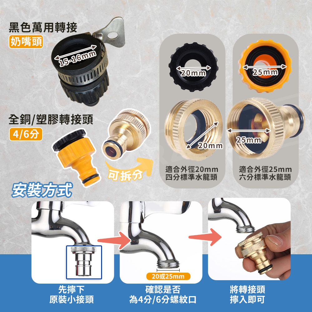 螺牙接頭 萬用轉接頭 【D238】 金屬材質 尺寸齊全 16~26mm M16 M18 M22 M24 M26 四分 內牙外牙 粗牙細牙 水龍頭接頭 快速接頭 不鏽鋼 萬能轉接頭 螺紋轉接頭 水龍頭轉換接頭 無螺紋接頭 龍頭嘴 小鋼炮轉接器 水材配件 五金用品_9