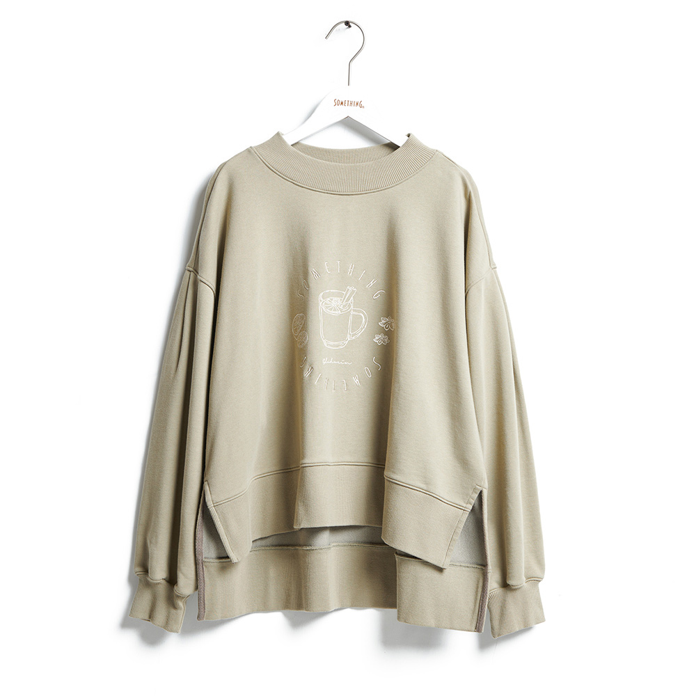 SOMETHING｜女裝｜聖誕限定熱紅酒印花寬版剪裁長袖上衣