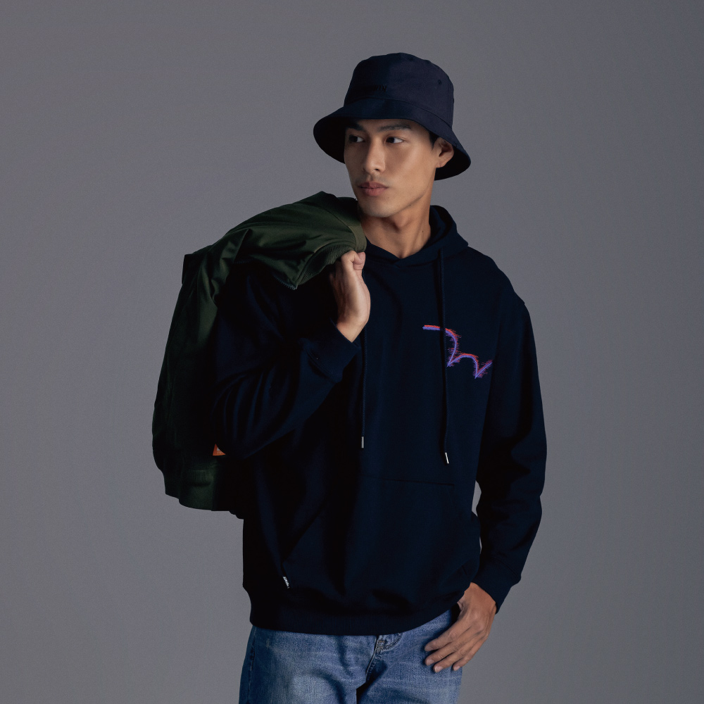 EDWIN｜EDGE｜男裝｜電光感印花寬版長袖連帽T恤