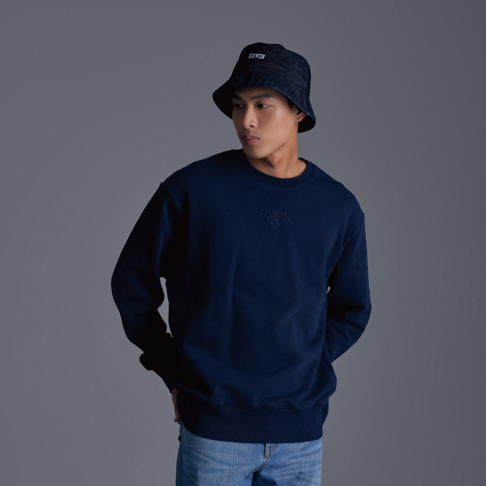 EDWIN｜CORE｜男裝｜環保再生丹寧拼布寬版厚長袖T恤