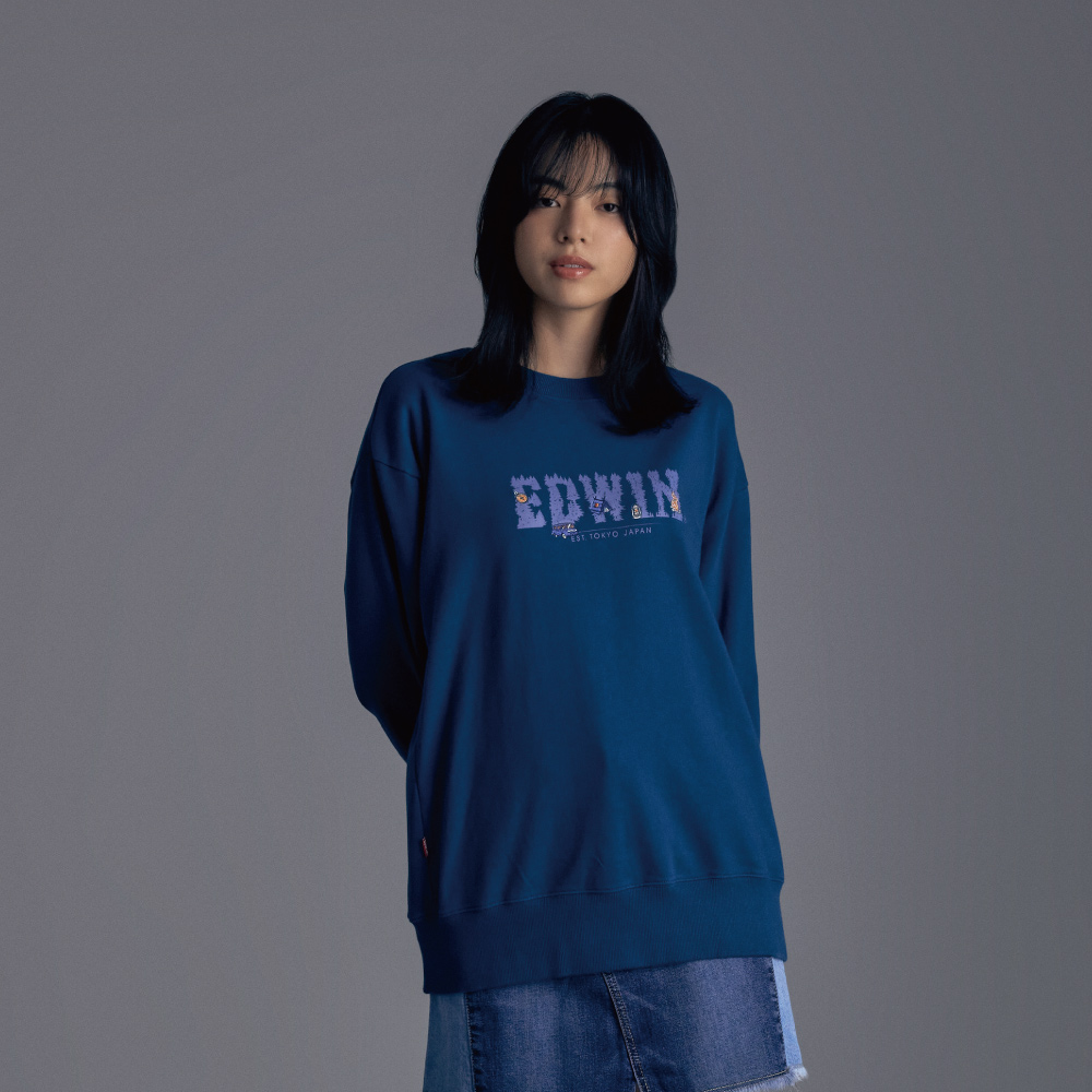EDWIN｜男裝｜森林印花寬版厚長袖T恤