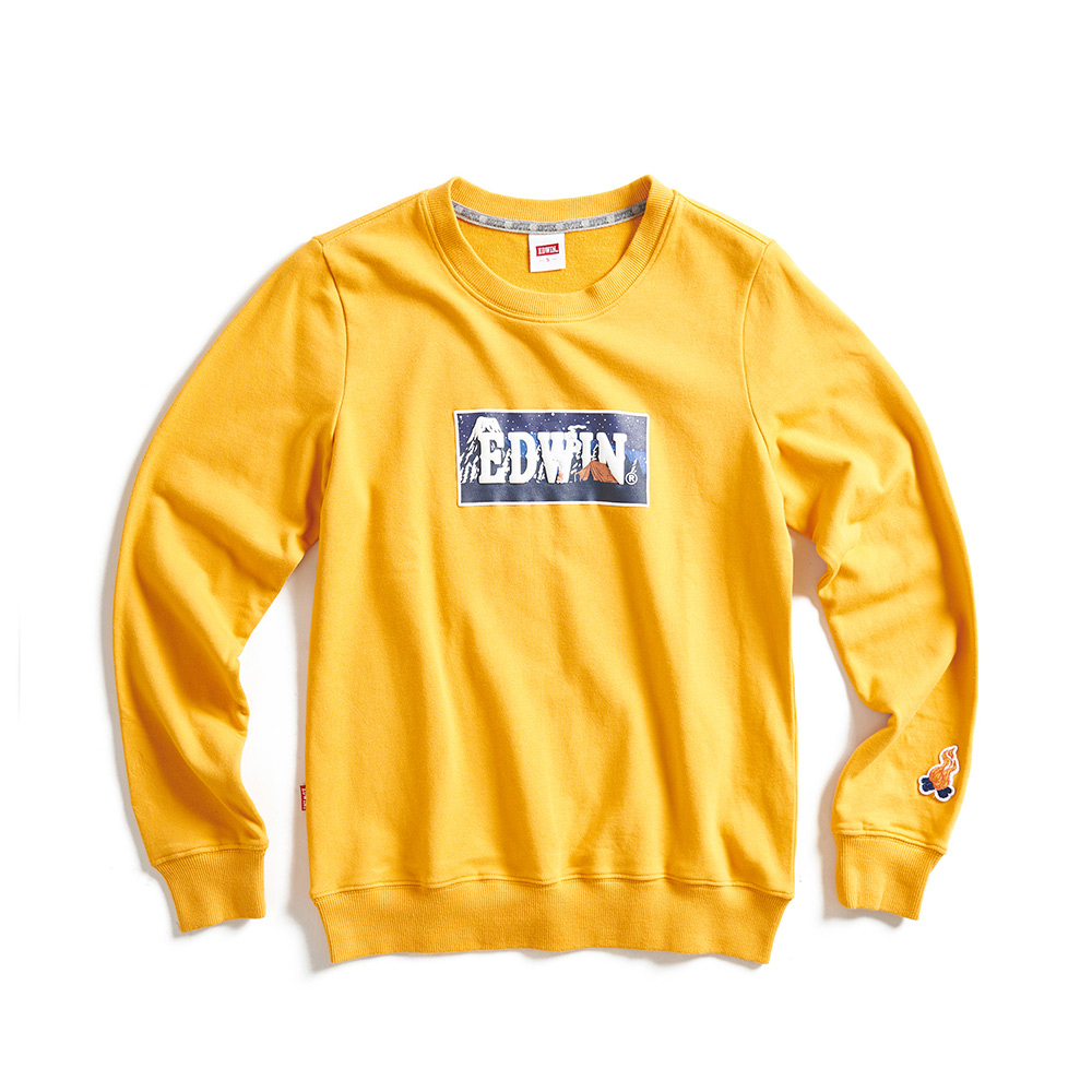 EDWIN｜女裝｜富士山營地印花長袖T恤