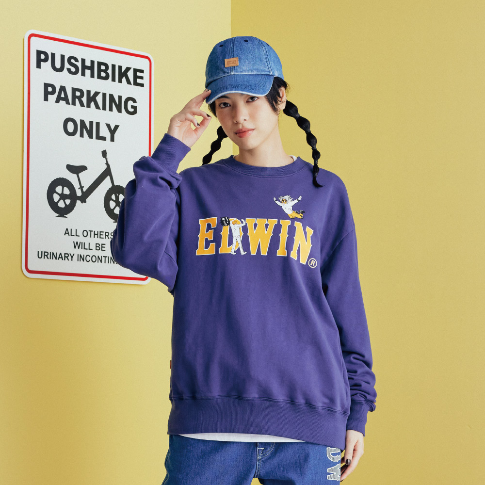 EDWIN｜橘標｜男裝｜摔角手E君飛撲印花寬版長袖T恤
