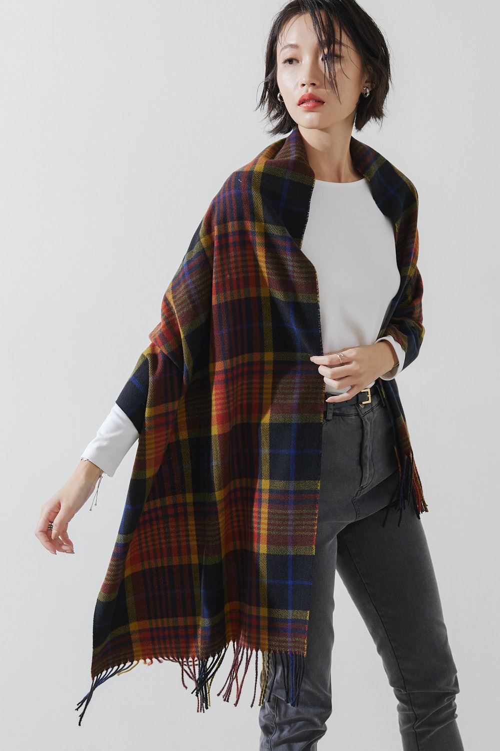 SST&C Orange Check Pattern Scarf | 9462211002  (Outlet)_2