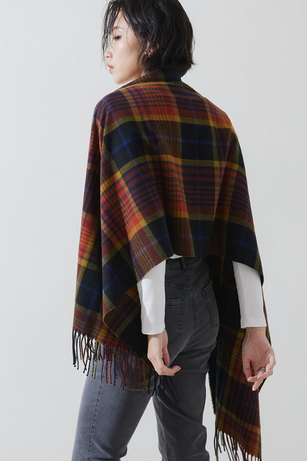 SST&C Orange Check Pattern Scarf | 9462211002  (Outlet)_3