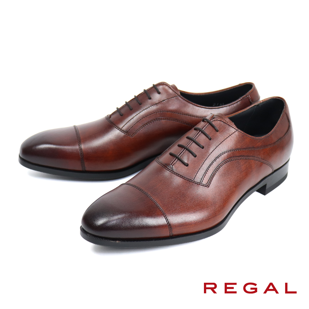 【REGAL】日系手染漸層橫飾牛津鞋 棕色(21AL-BR)
