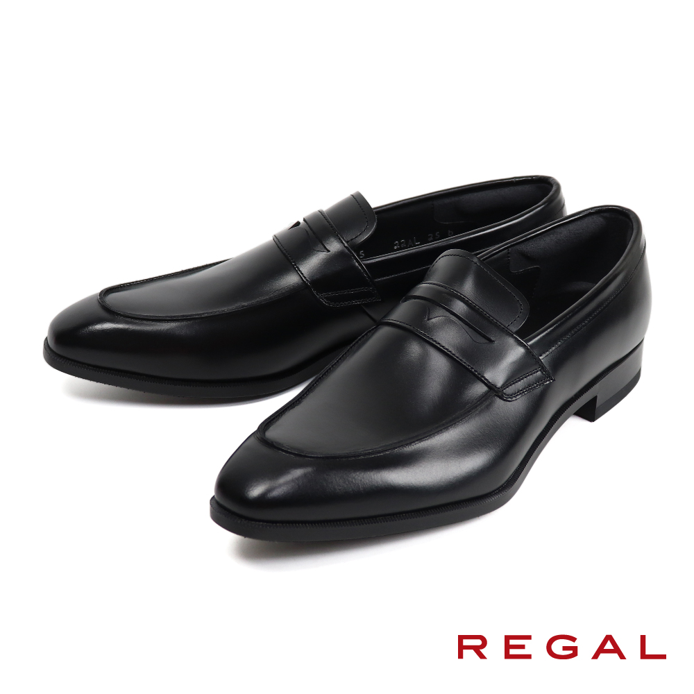 【REGAL】日系流線造型便士樂福鞋 黑色(22AL-BL)