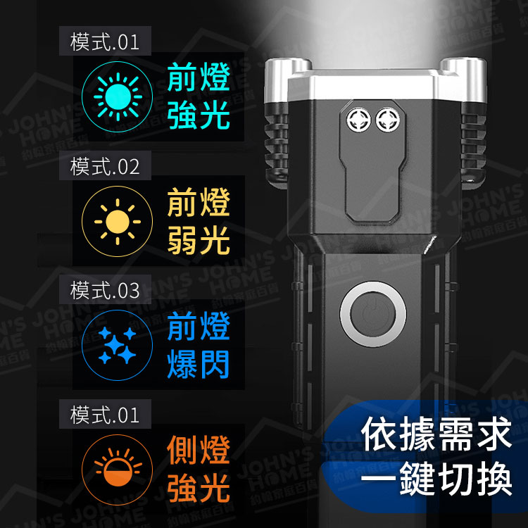 安全錘手電筒 車內逃生照明應急 車載破窗器 LED手電筒 USB手電筒 車載強光燈 救生錘【BG0219】《約翰家庭百貨_7