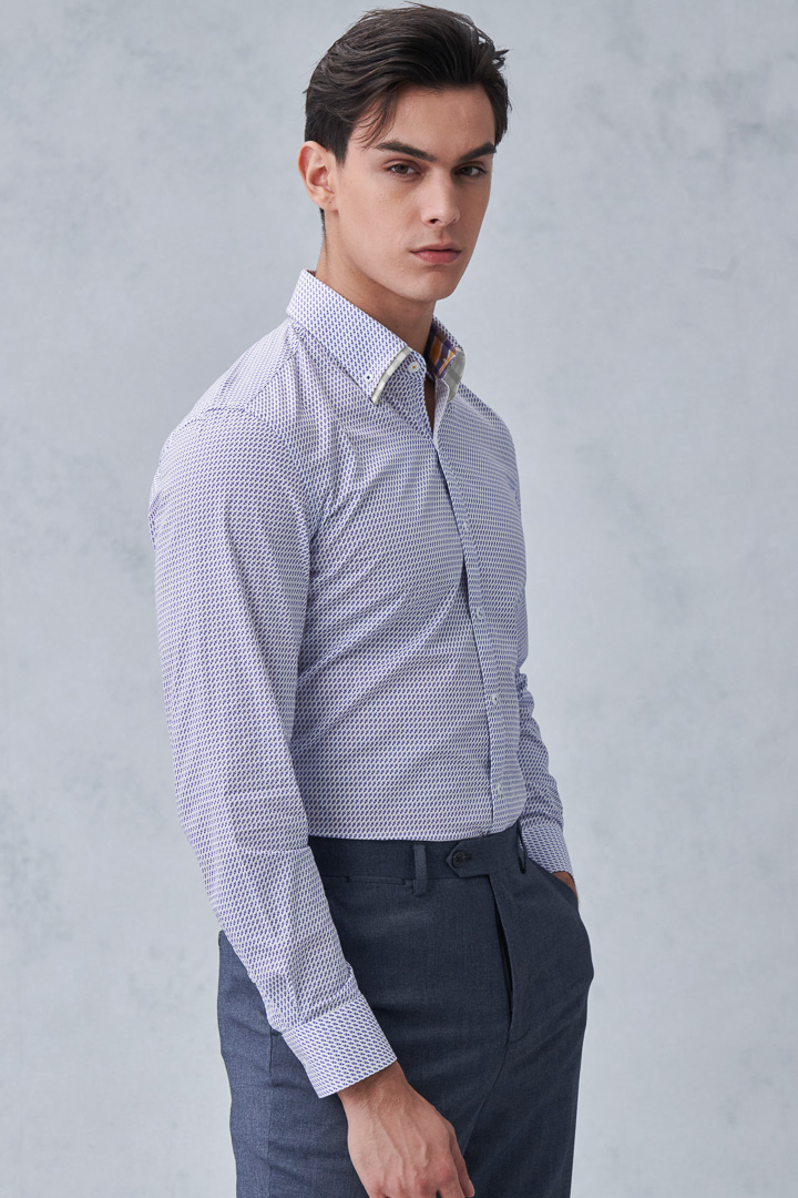 SST&C #Comfortable Cotton  Blue and Purple Small Rocket Print Shirt | 0312212001  (Outlet)_0