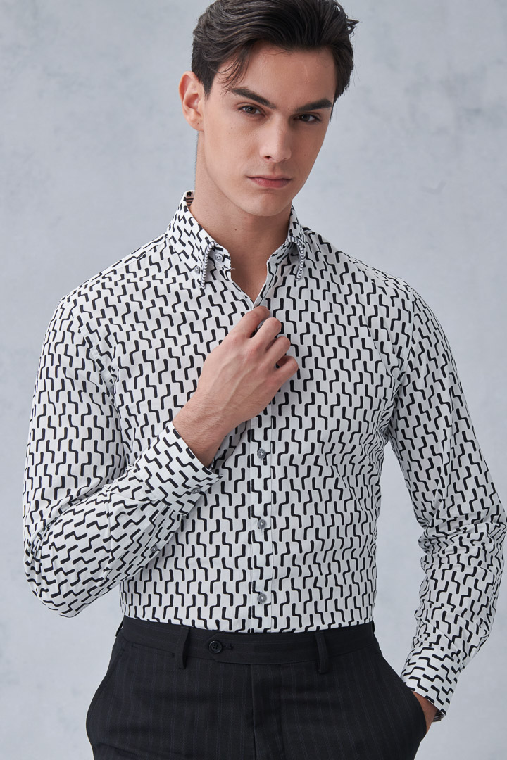 SST&C #Comfortable Cotton  Black Line Printed Shirt | 0312212002  (Outlet)_0