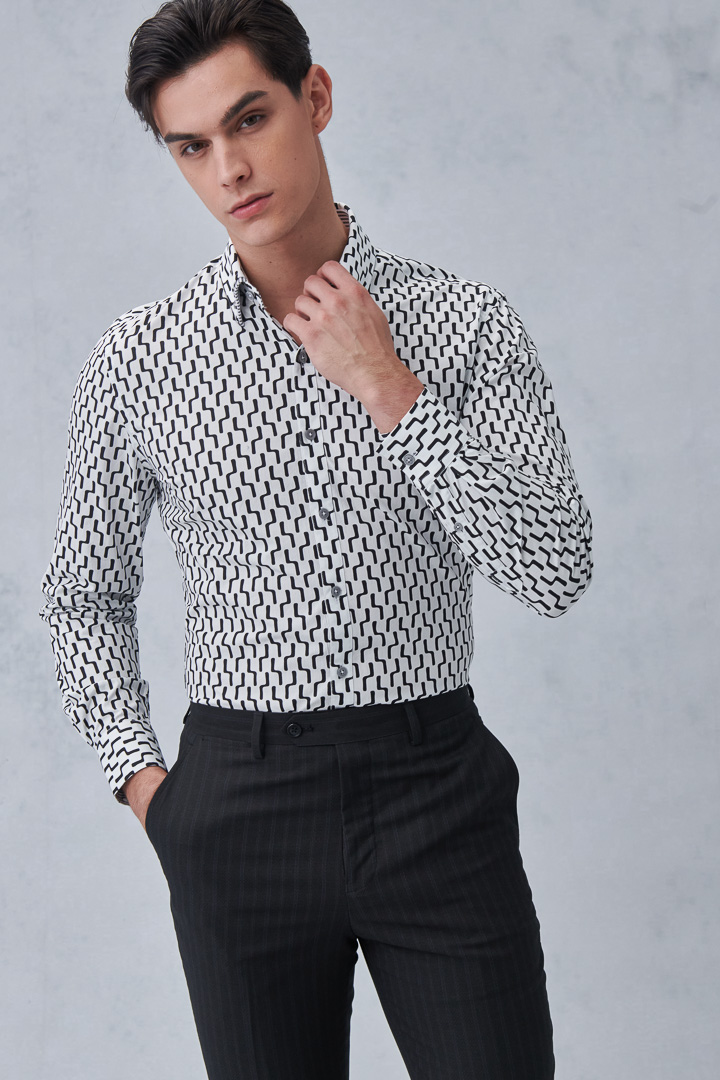 SST&C #Comfortable Cotton  Black Line Printed Shirt | 0312212002  (Outlet)_3