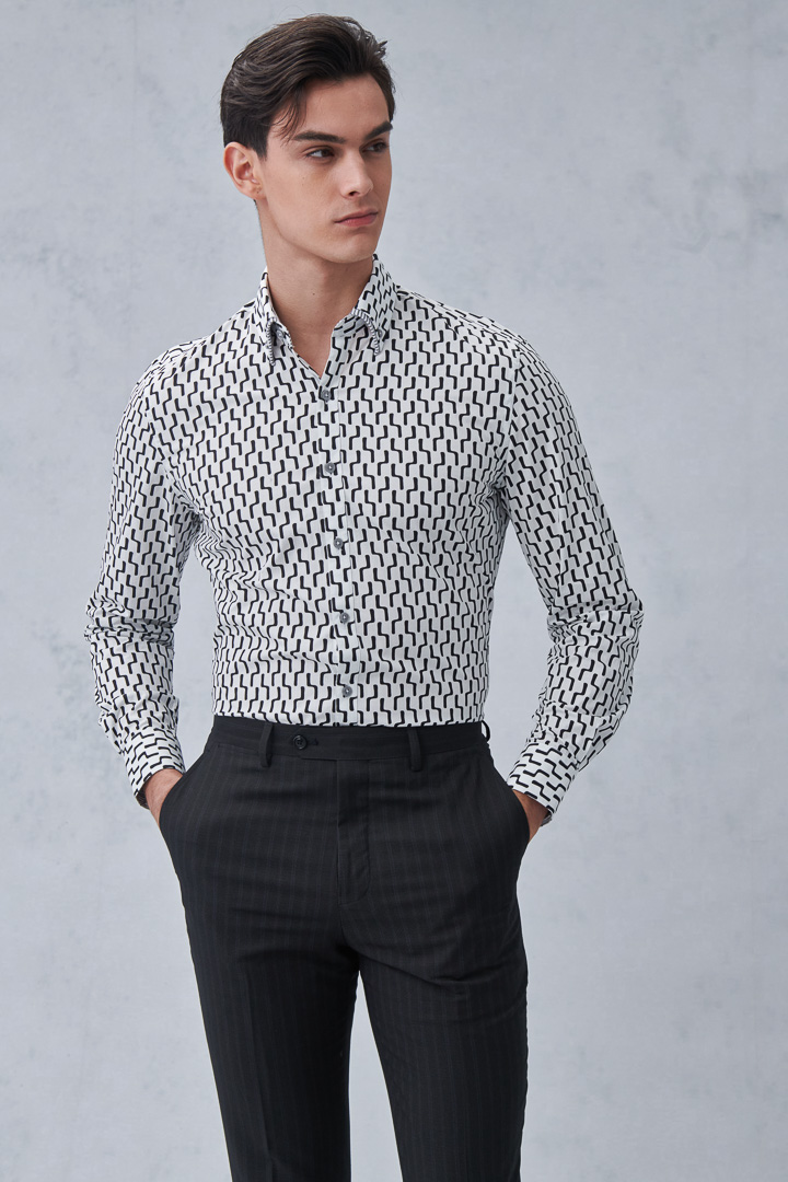 SST&C #Comfortable Cotton  Black Line Printed Shirt | 0312212002  (Outlet)_4