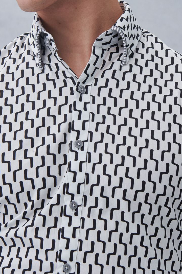 SST&C #Comfortable Cotton  Black Line Printed Shirt | 0312212002  (Outlet)_5