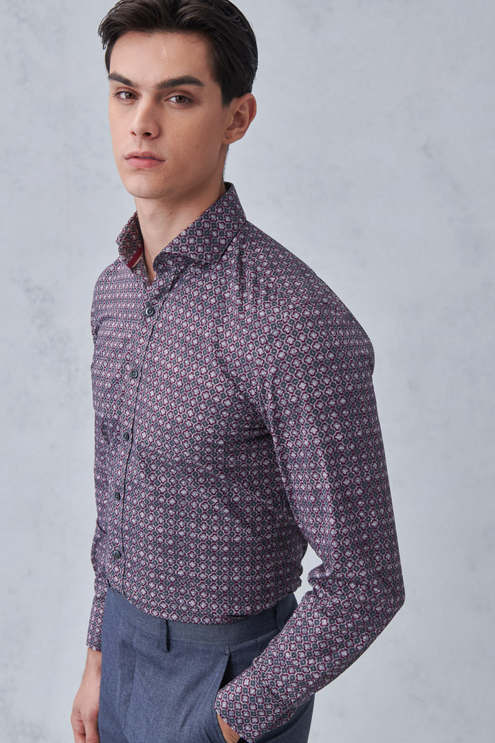 SST&C #Comfortable Cotton  Purple Flower Printed Shirt | 0312212004  (Outlet)_0