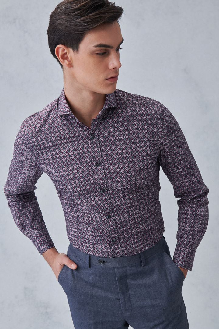 SST&C #Comfortable Cotton  Purple Flower Printed Shirt | 0312212004  (Outlet)_1