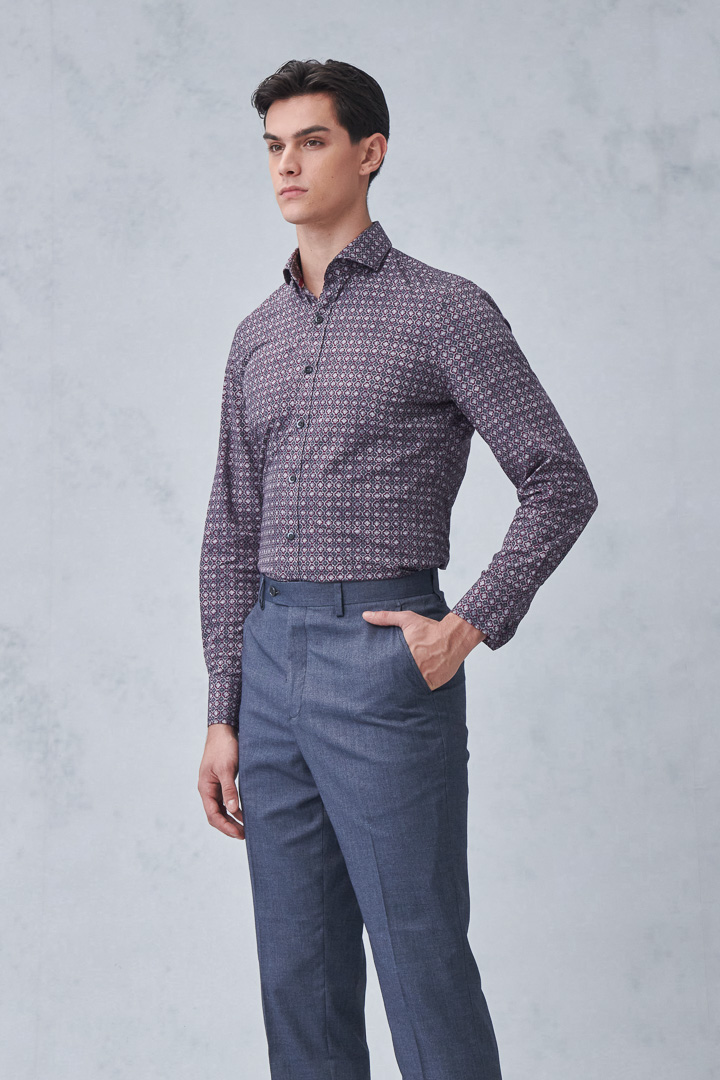 SST&C #Comfortable Cotton  Purple Flower Printed Shirt | 0312212004  (Outlet)_3
