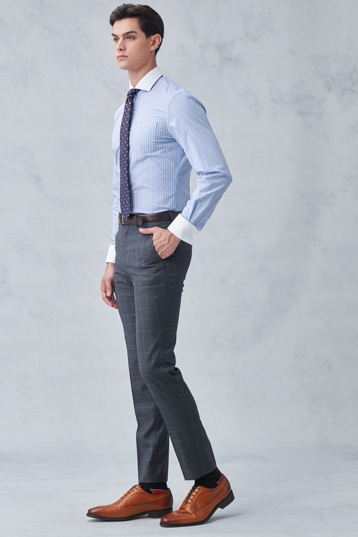 SST&C #Comfortable Cotton  Blue and White Striped Pattern Single Pocket Shirt | 0312212008  (Outlet)_2