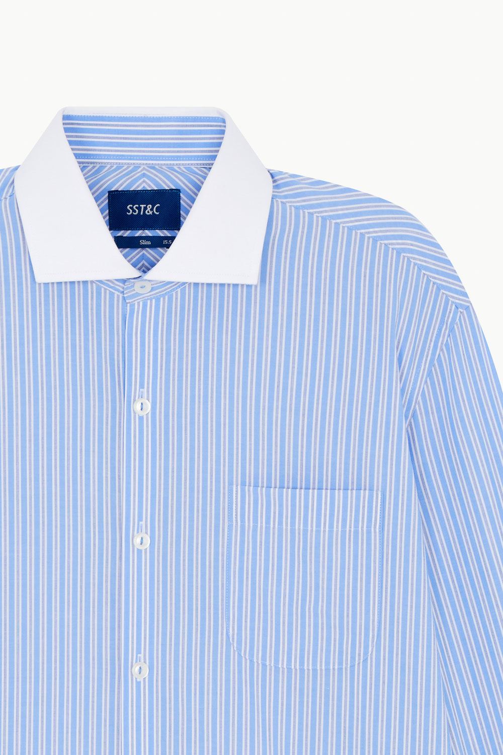 SST&C #Comfortable Cotton  Blue and White Striped Pattern Single Pocket Shirt | 0312212008  (Outlet)_8