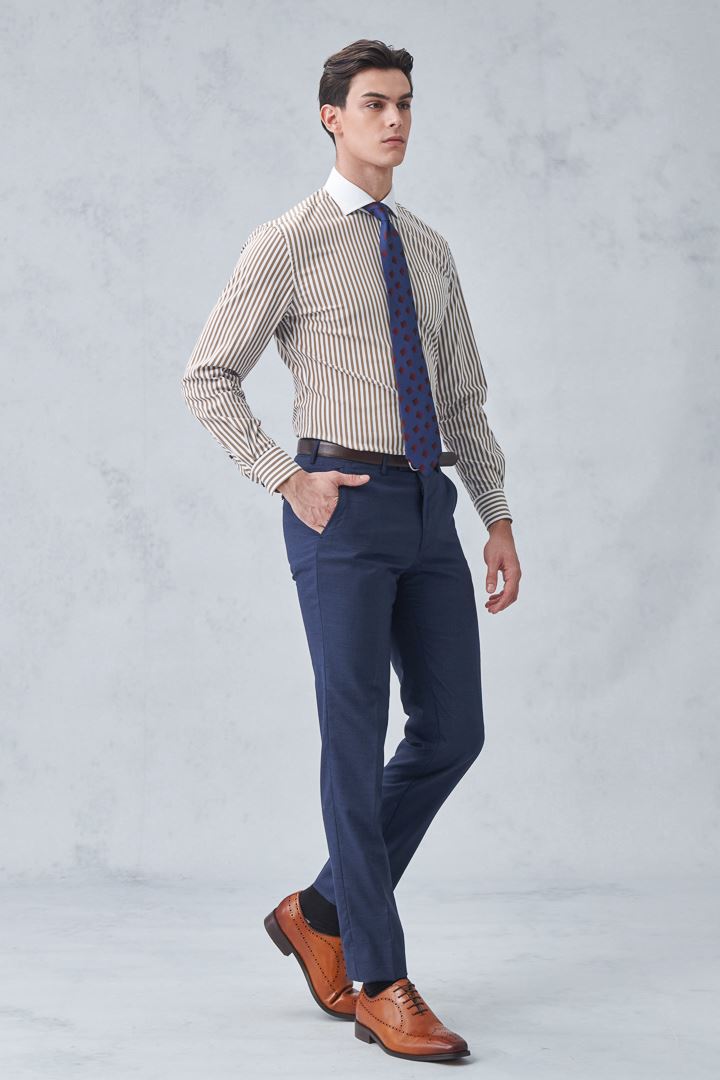 SST&C #Elastic Fit  Khaki Stripe Single Pocket Shirt | 0312212009  (Outlet)_2