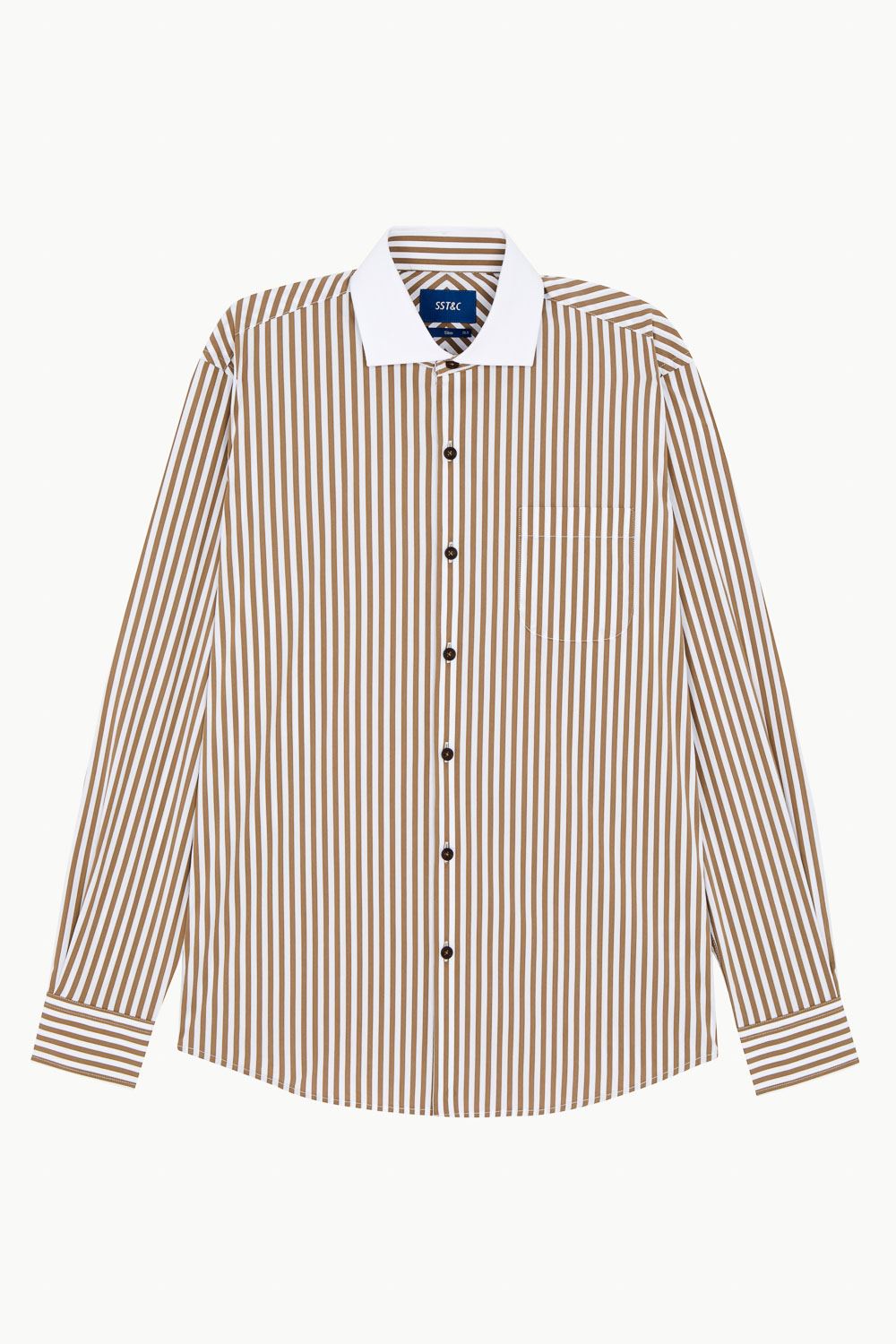 SST&C #Elastic Fit  Khaki Stripe Single Pocket Shirt | 0312212009  (Outlet)_7