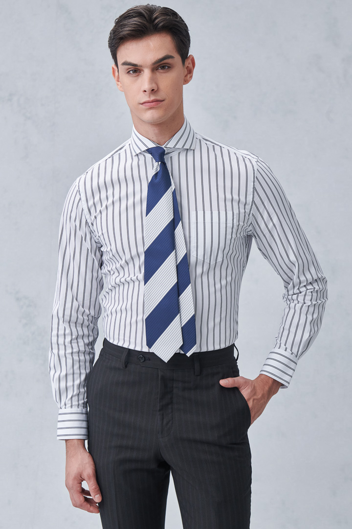 SST&C #Elastic Fit  Striped Pattern Single Pocket Shirt | 0312212014  (Outlet)_1