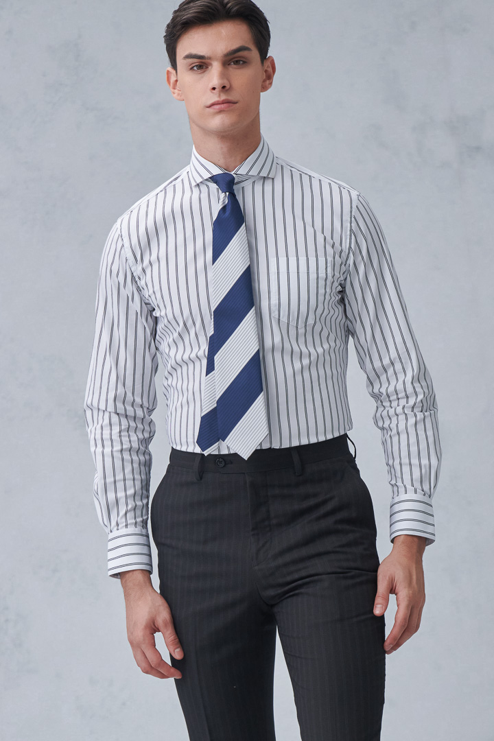 SST&C Black Striped Pattern Slim Fit Suit Trousers | 0212212002  (Outlet)_1