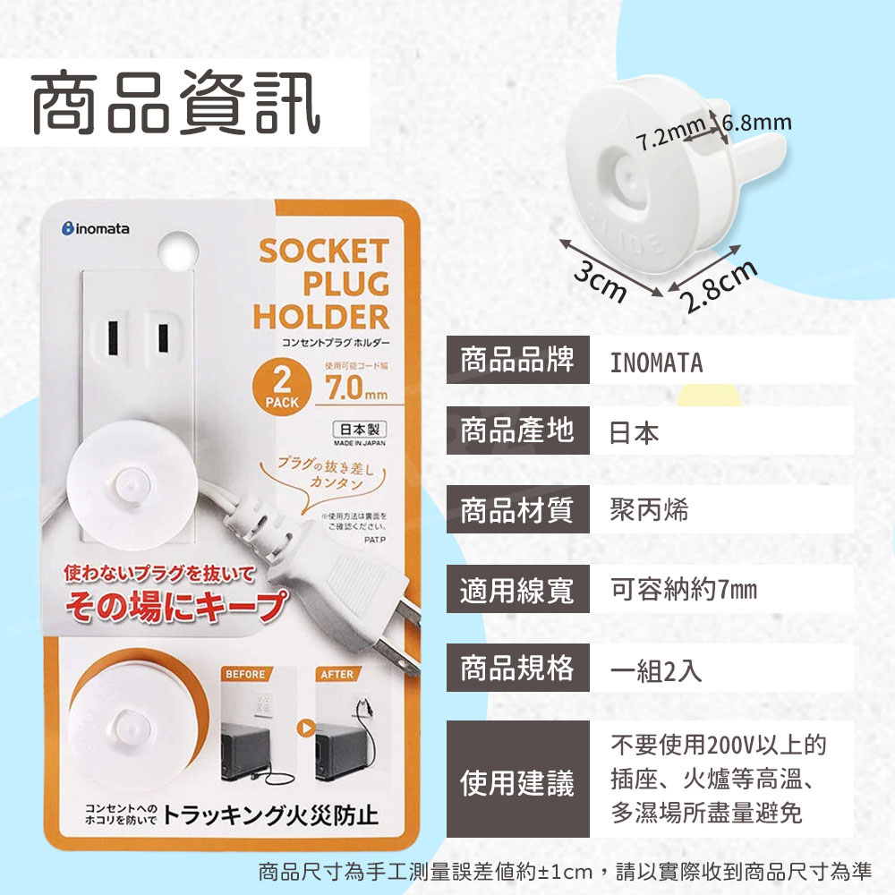 Inomata 日本製 插座安全扣 2入 【D258】 可掛線 插座防護蓋 防塵蓋 插孔蓋 兒童寶寶安全 防觸電 電源插座蓋 防護套 防塵插 安全塞 插頭保護蓋 插座保護扣 插座安全蓋 居家用品 五金用品_2