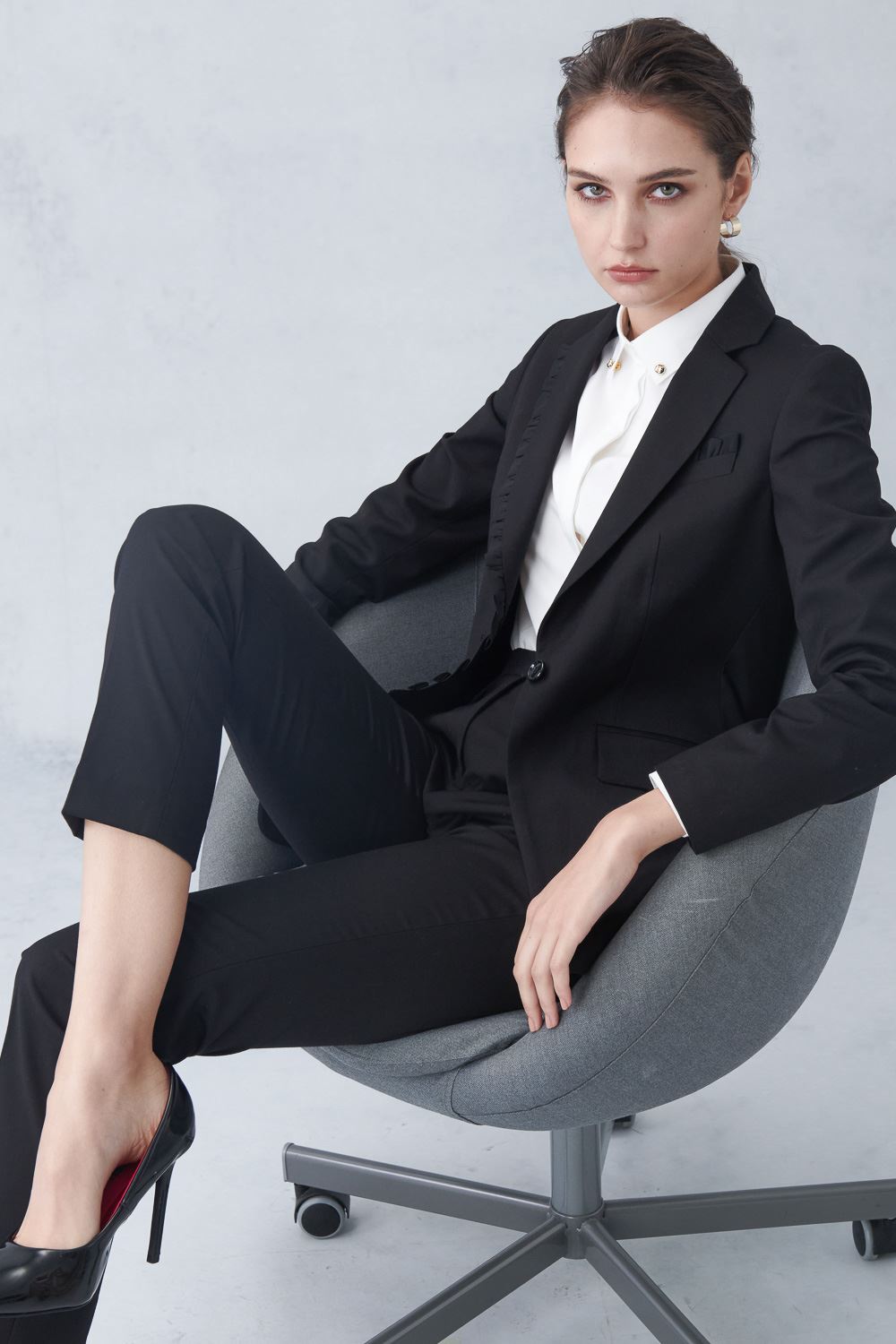 SST&C Black Design Collar Suit Jacket | 7162212002  (Outlet)_0