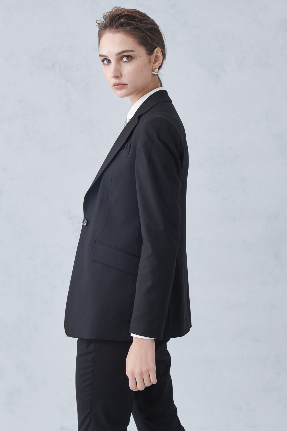 SST&C Black Design Collar Suit Jacket | 7162212002  (Outlet)_2