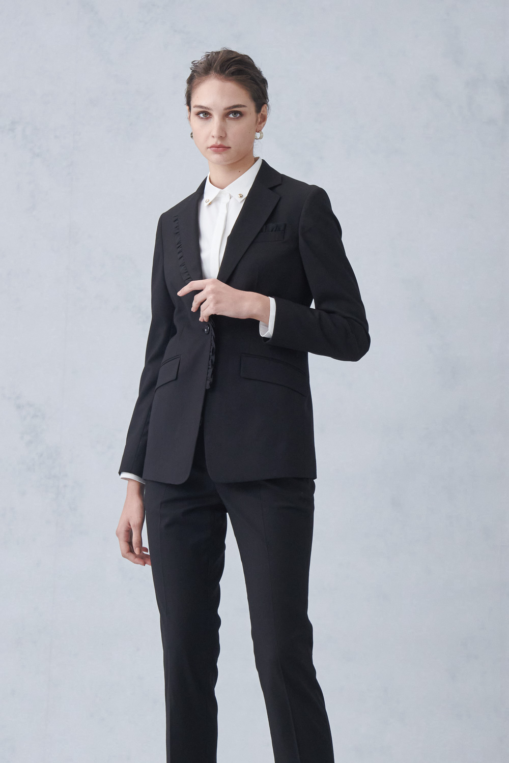 SST&C Black Design Collar Suit Jacket | 7162212002  (Outlet)_3