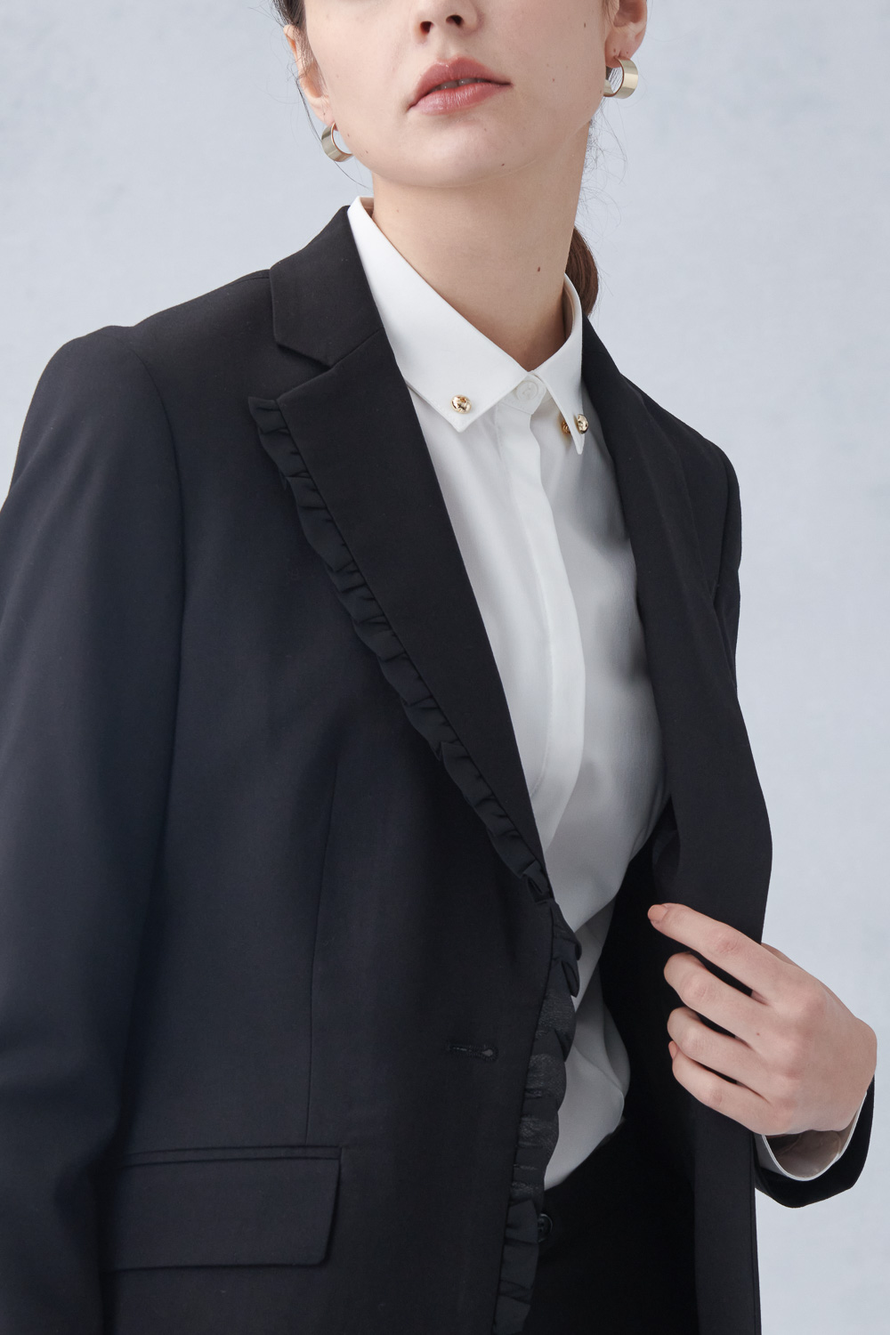 SST&C Black Design Collar Suit Jacket | 7162212002  (Outlet)_6