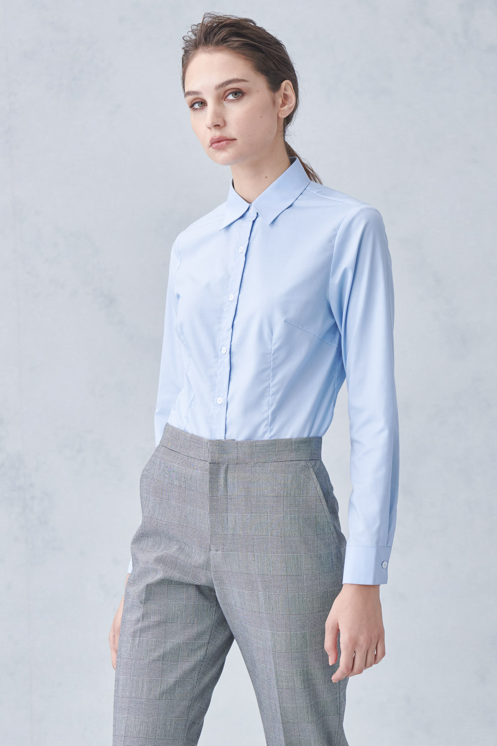 SST&C Gray Check Pattern Straight Slim Fit Suit Trousers | 7262212003  (Outlet)_1
