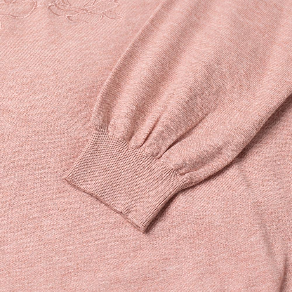 ILEY伊蕾 玫瑰刺繡拼接波點網紗透視針織上衣(淺粉色；M-XL)1224075049_3