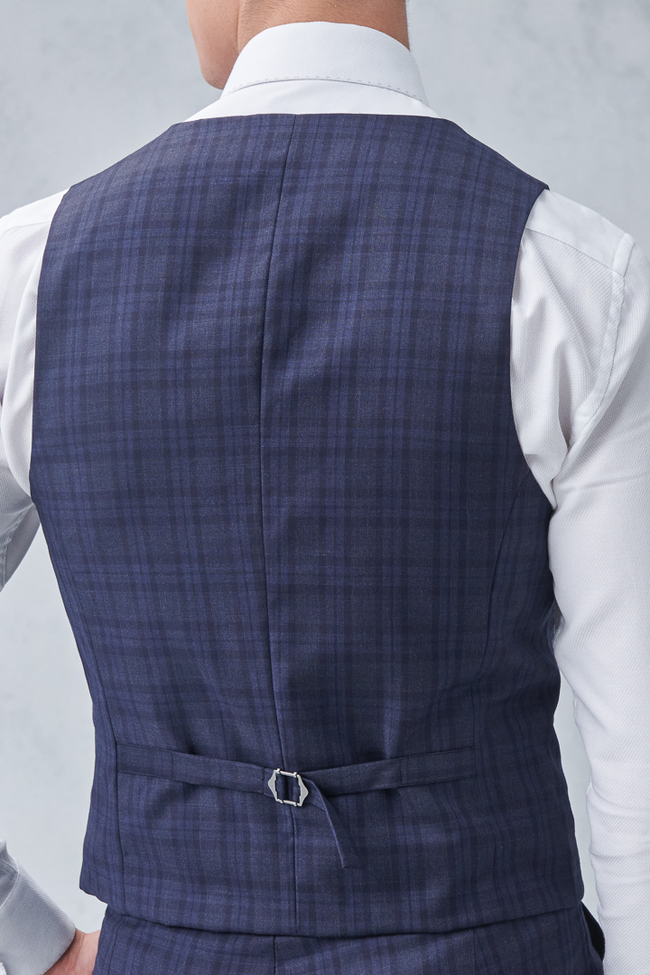 SST&C Milan Series Navy Blue Check Pattern Slim Fit Suit Vest | 0512210003  (Outlet)_6