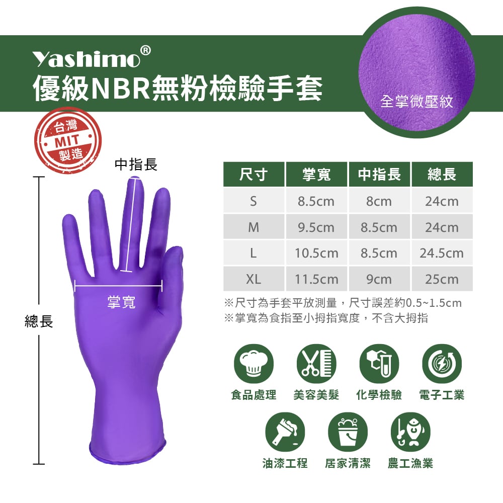 優級NBR無粉檢驗手套【台灣製】